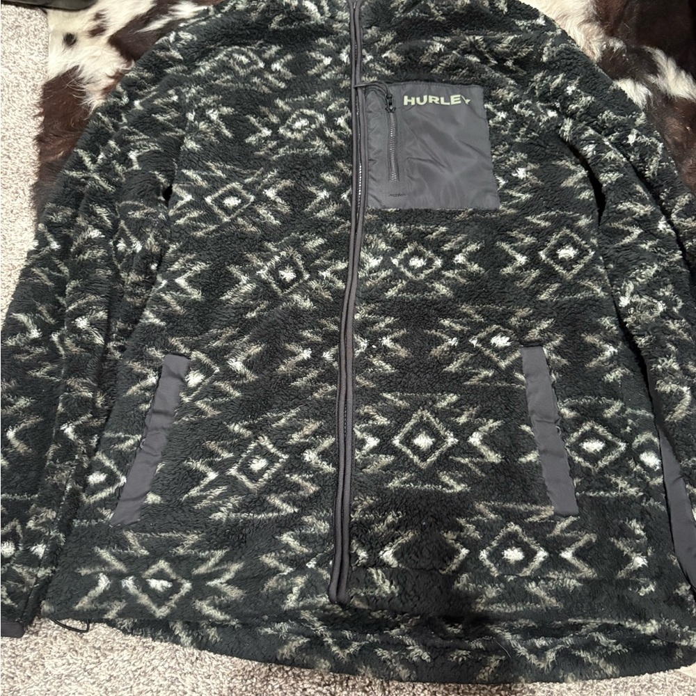 Hurley Black and White Fleece Jacket